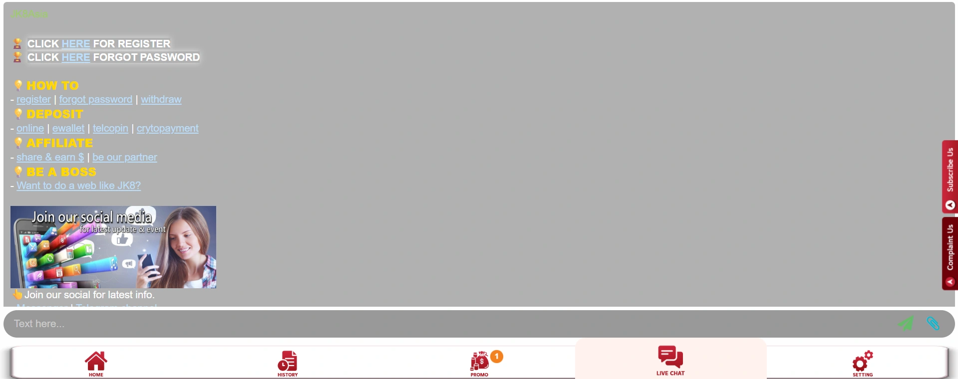 Customer support at JK8 Casino 